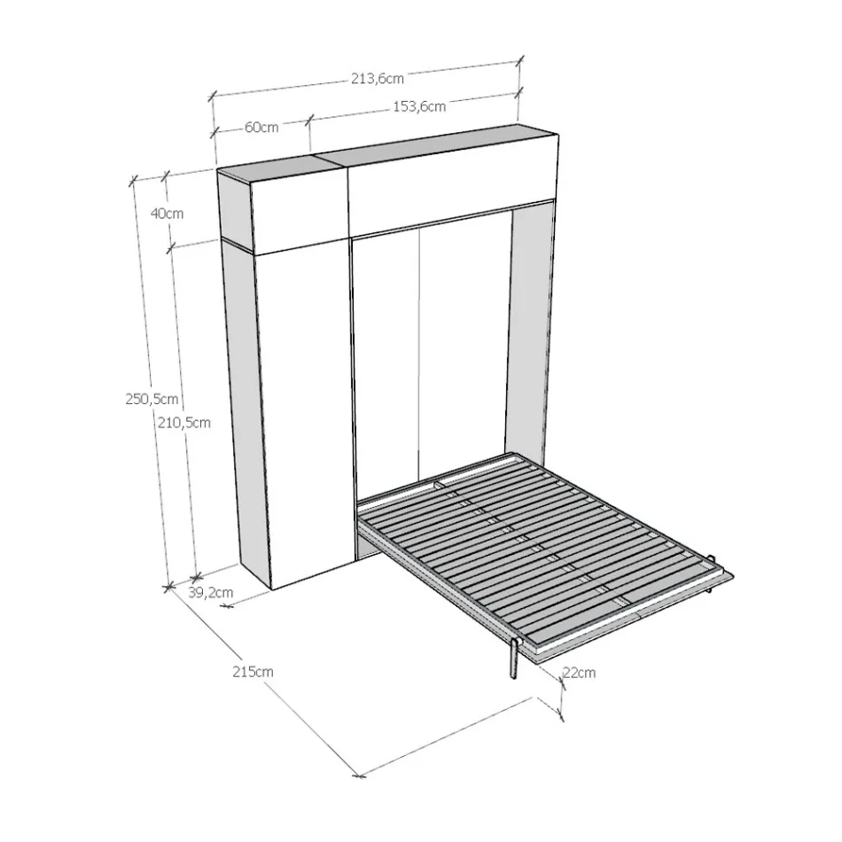 Vertikales Klappbett mit Oberschrank und Säule - Magiccompare Viadurini