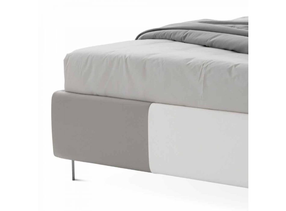 Bett mit Doppelbehälter aus zweifarbigem Ecoleather Made in Italy - Jasmin Viadurini