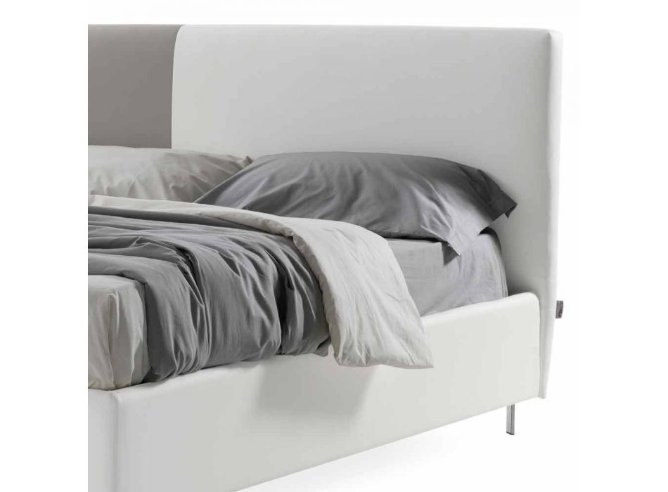 Bett mit Doppelbehälter aus zweifarbigem Ecoleather Made in Italy - Jasmin Viadurini