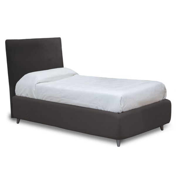 Einzelbett mit stoffkopfteil, hergestellt in italien – fiuto