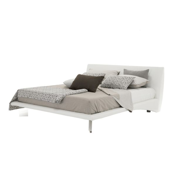 Gepolstertes doppelbett aus kunstleder oder stoff made in italy - armonica