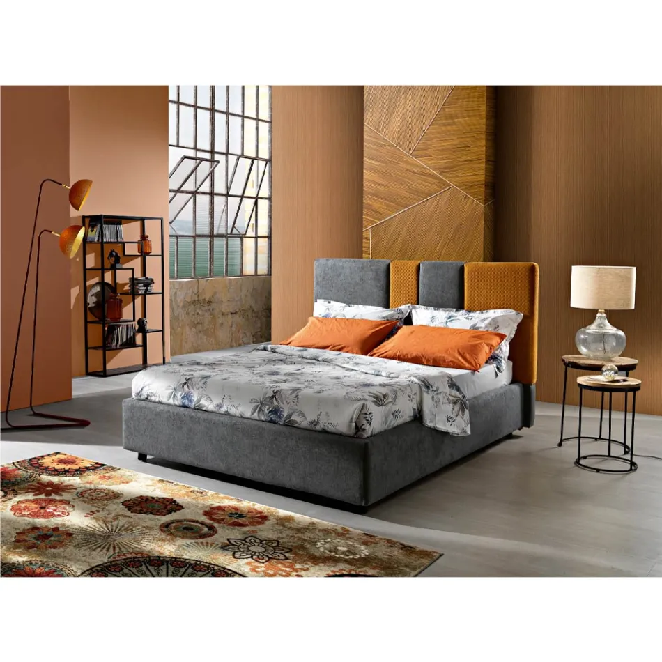 Modernes gepolstertes Doppelbett mit Falten- oder Steppdesign – Thomas Viadurini