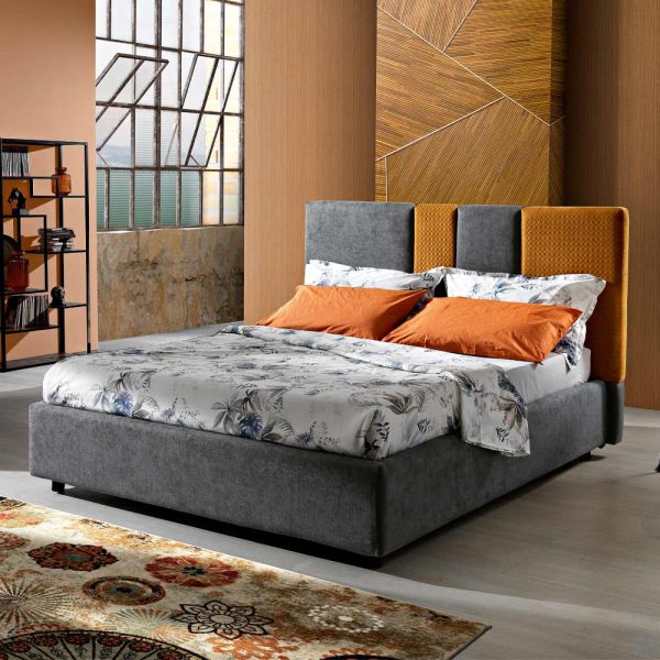 Modernes gepolstertes doppelbett mit falten oder gestepptem design - thomas