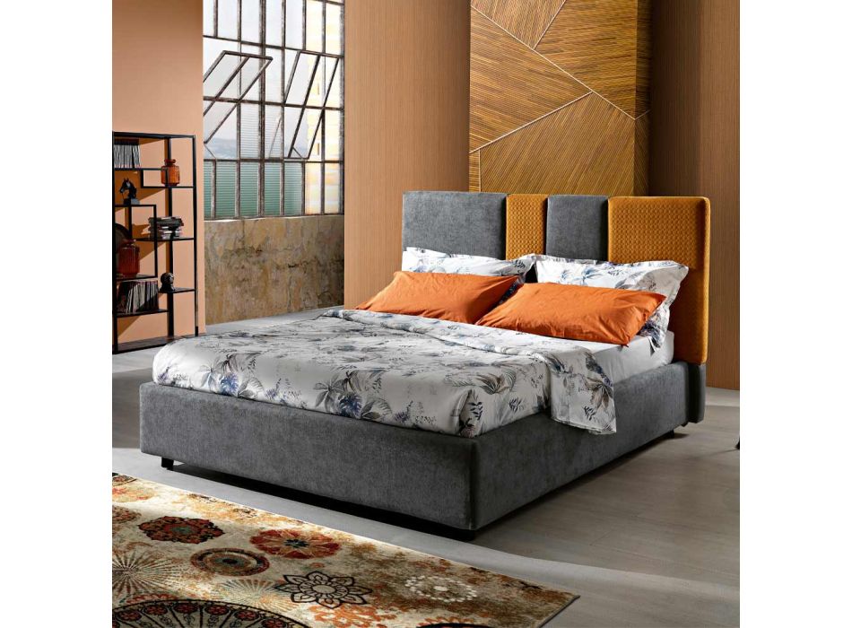 Modernes gepolstertes Doppelbett mit Falten- oder Steppdesign – Thomas Viadurini