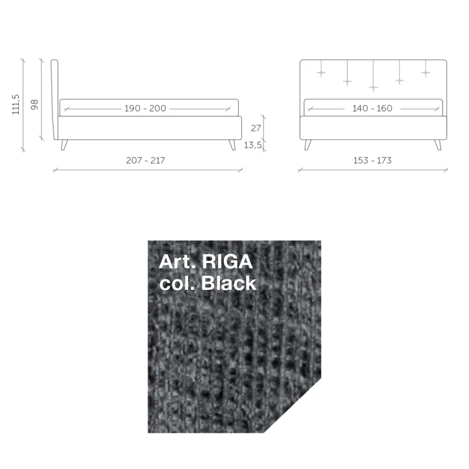 Doppelbett 160x190 mit vertikalen geprägten Kordeln - Maske Viadurini