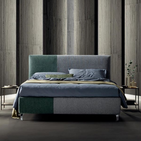 Doppelbett 160x190 mit asymmetrischem zweifarbigem finish - jasmine