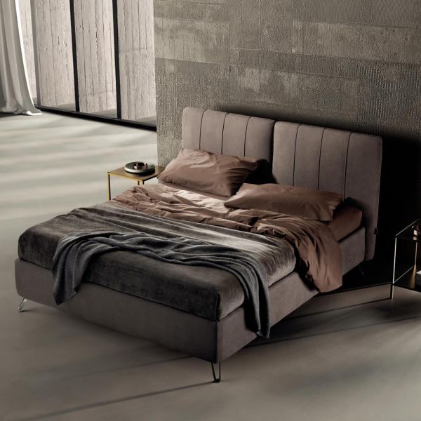 Doppelbett 160x190 mit polsterung mit vertikalen ripsprofilen - nices