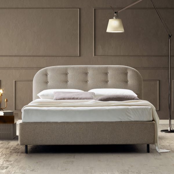 Doppelbett 160x190 mit geschwungenen linien und knöpfen made in italy - oriente