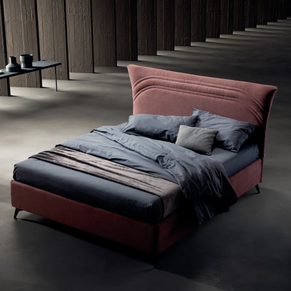 Doppelbett 160x190 mit geschwungenen linien und doppeltem steppband - gioie