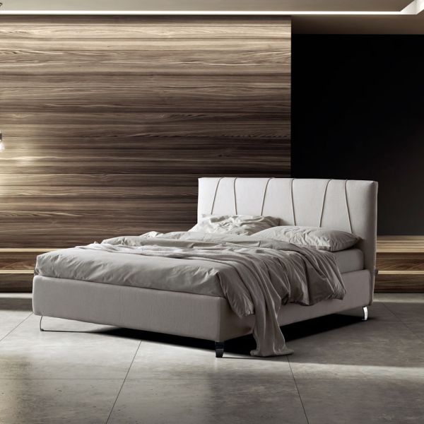 Doppelbett 160x190 mit schrägen riemchenprofilen im kopfteil - euforie