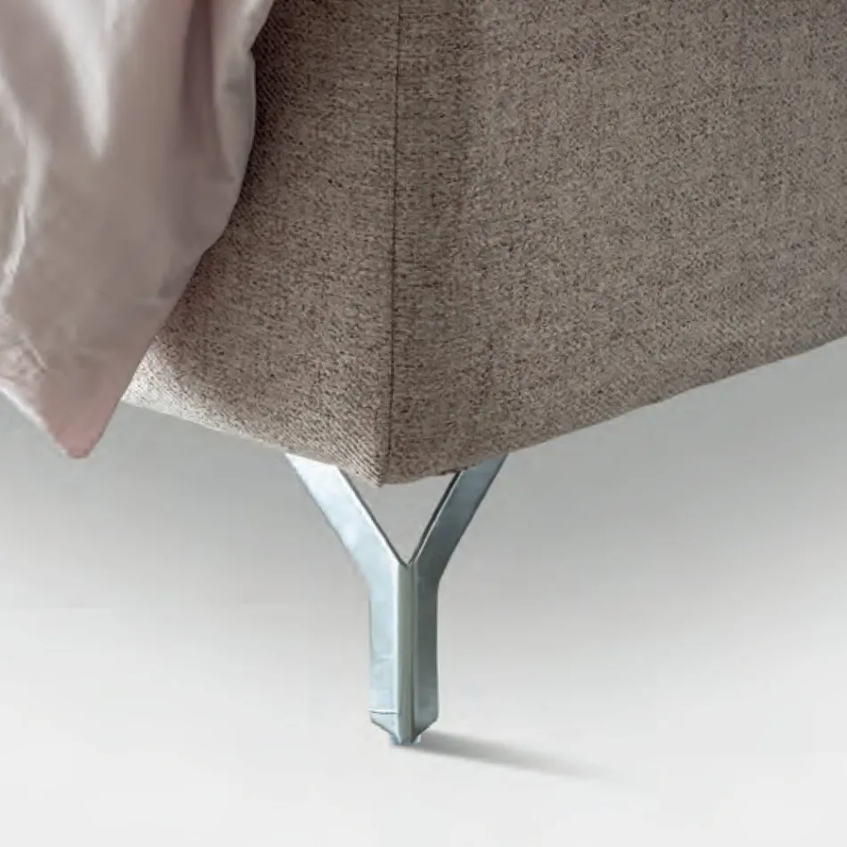 Doppelbett 160x190 mit umlaufendem Rüschenkopfteil und Knöpfen - Rest Viadurini