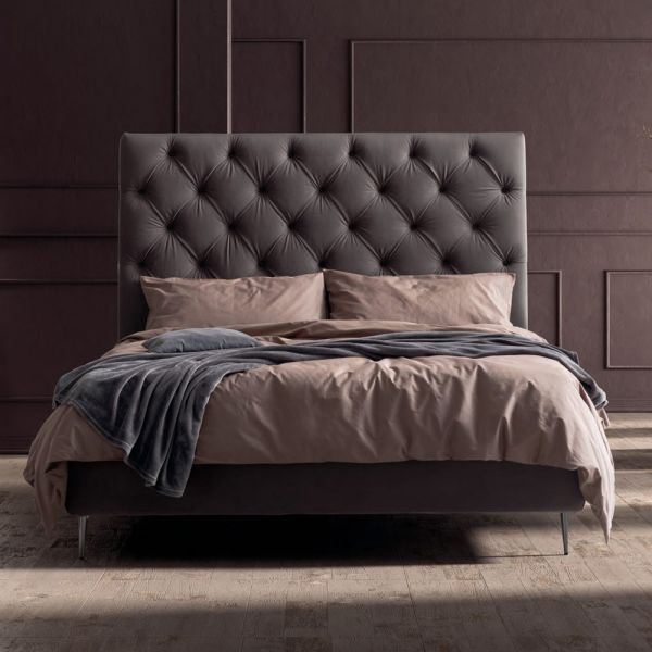 Doppelbett 160x190 mit hohem und gestepptem kopfteil made in italy - sallie