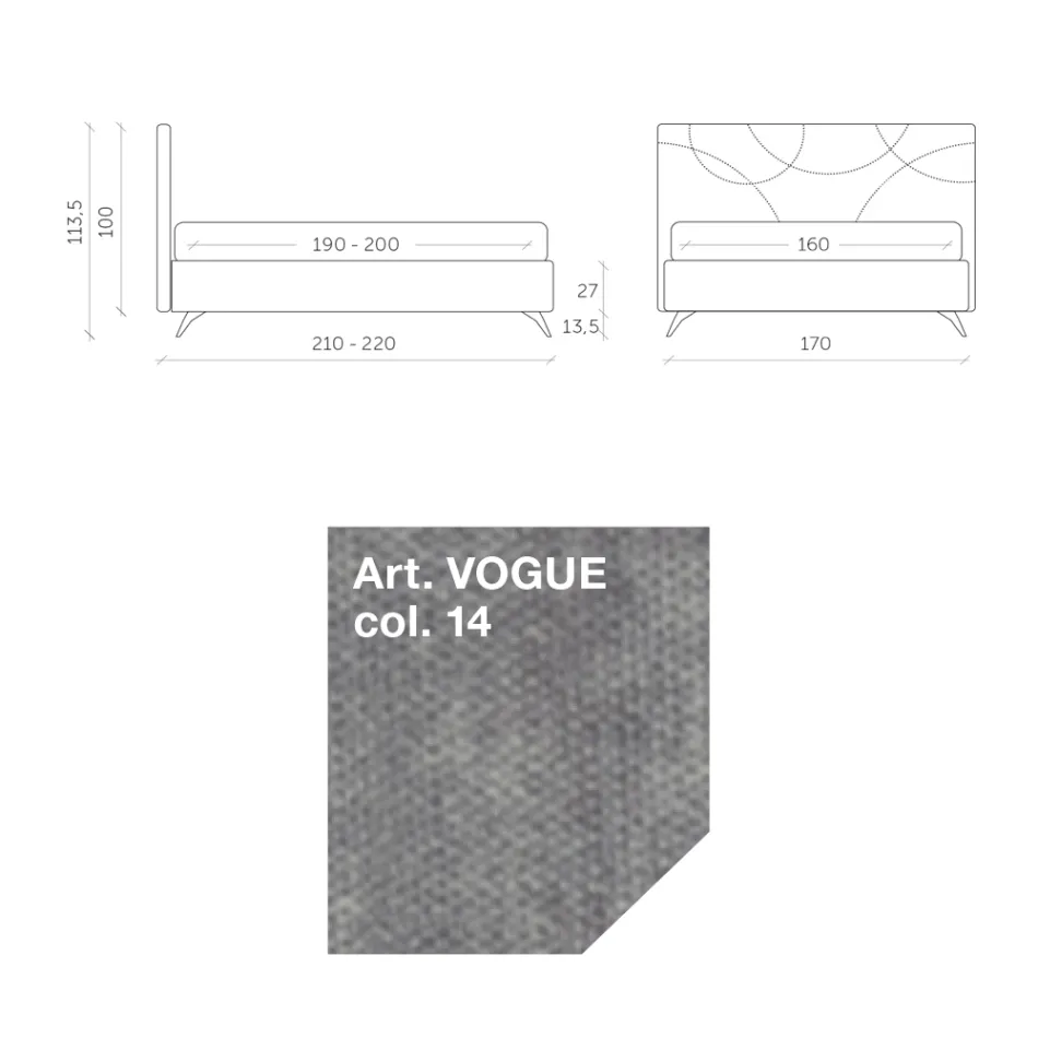Doppelbett 160x190 mit Steppung aus Querbögen - Sonnenblume Viadurini