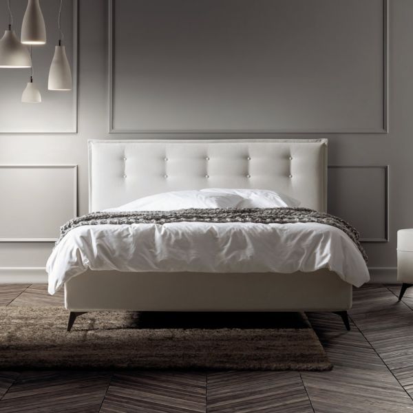 Doppelbett 160x190 aus stoff mit kopfteil mit knöpfen made in italy - dreams