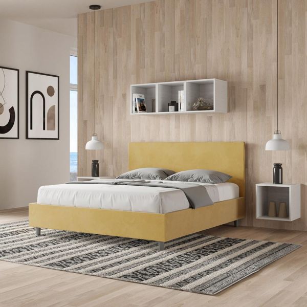 Doppelbett 160x200 cm mit mikrofaser-kopfteil, hergestellt in italien - pallone
