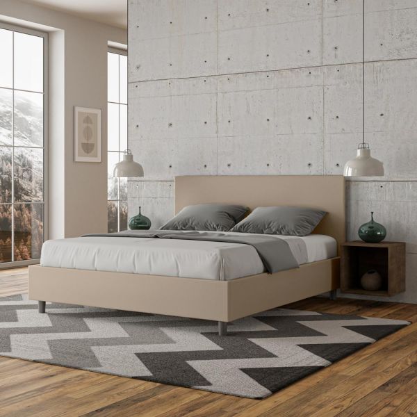 Doppelbett 160x200 cm mit kopfteil aus kunstleder, hergestellt in italien - pallone