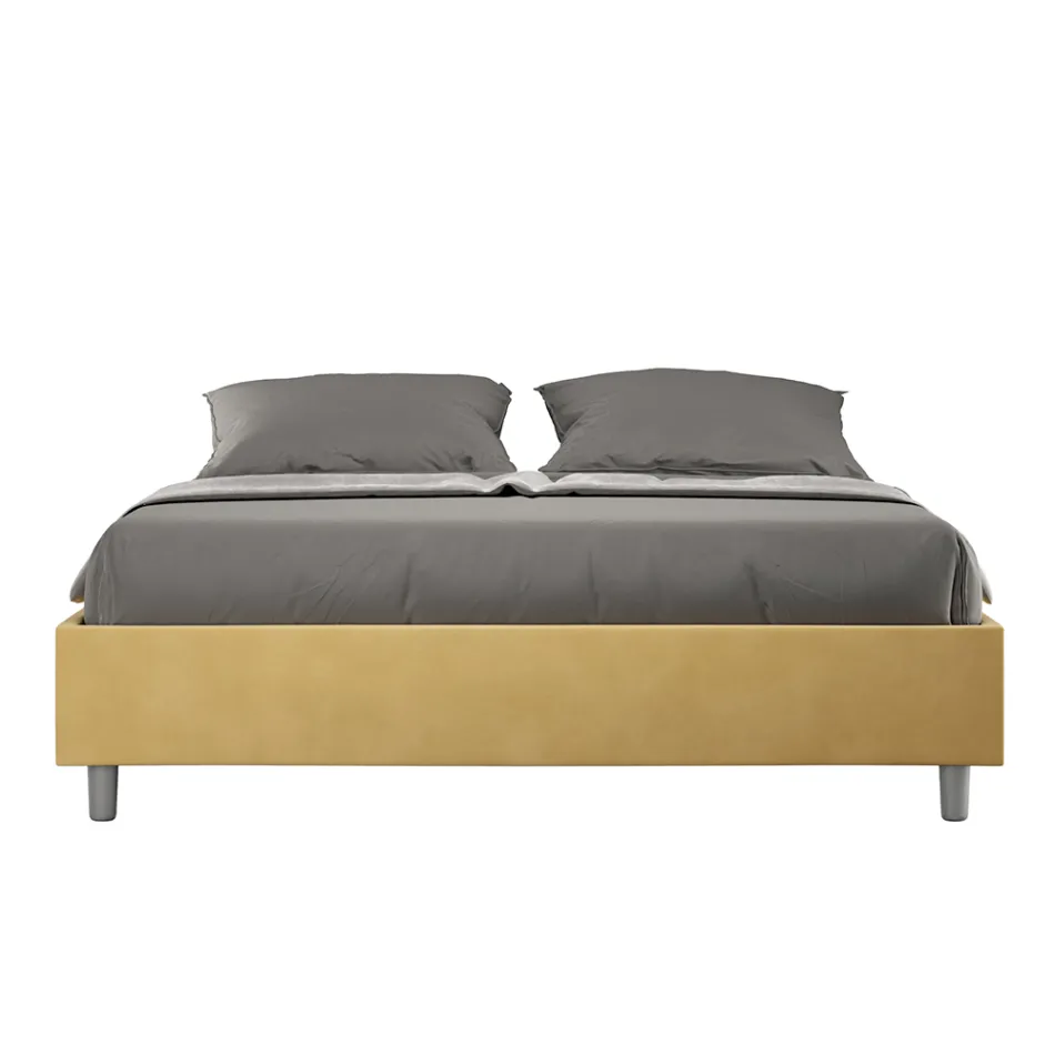 Doppelbett 160 x 200 cm, bezogen mit Mikrofaser, hergestellt in Italien - Athlete Viadurini