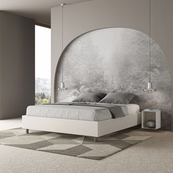 Doppelbett (160 x 200 cm), bezogen mit kunstleder, hergestellt in italien - athlete