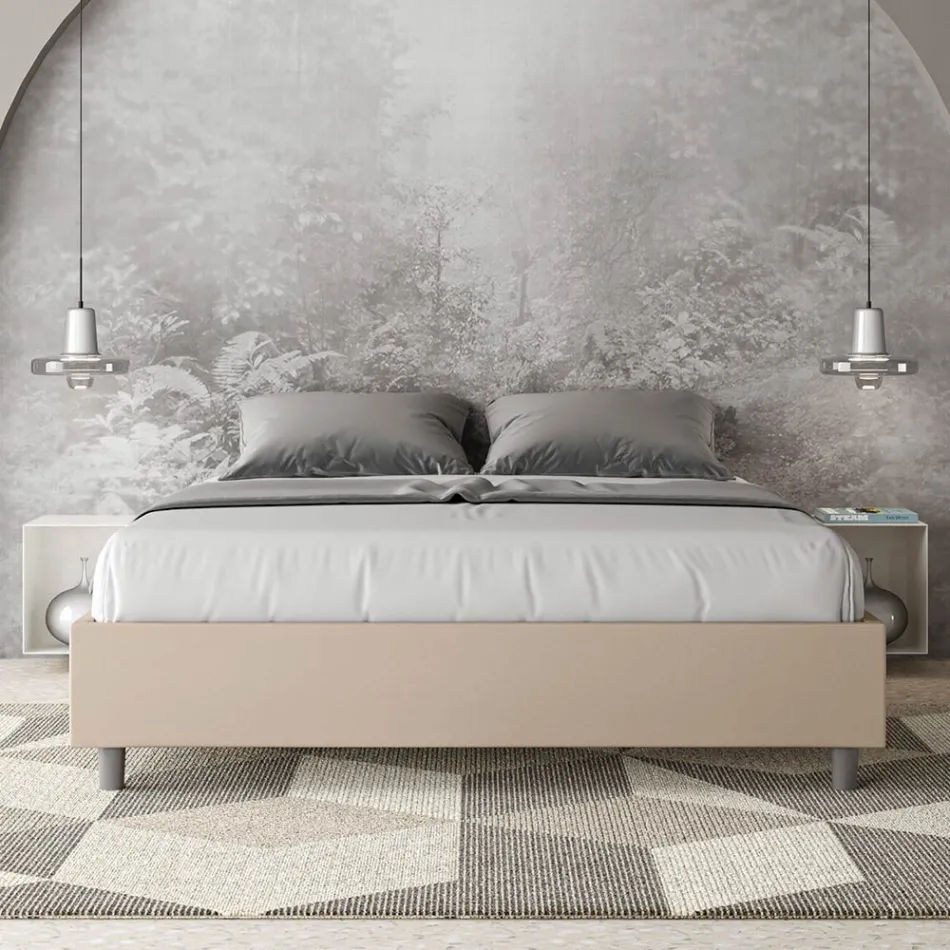 Doppelbett (160 x 200 cm), bezogen mit Kunstleder, hergestellt in Italien - Athlete Viadurini