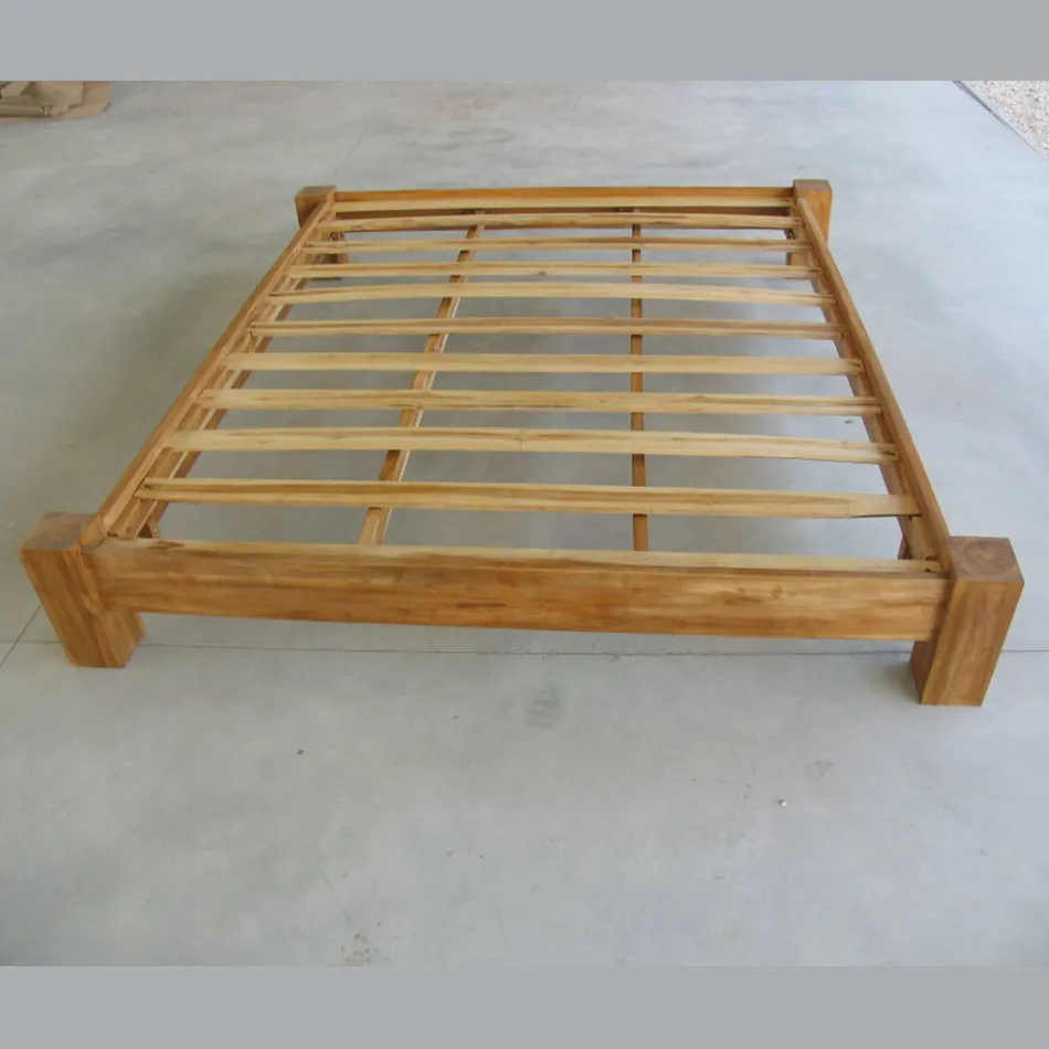 Doppelbett (160 x 200 cm) aus massivem Teakholz - Fresco Viadurini