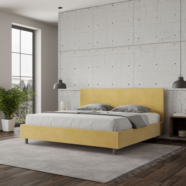 Doppelbett 180x200 cm mit mikrofaser-kopfteil, hergestellt in italien - pallone