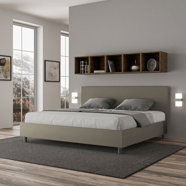 Doppelbett 180x200 cm mit kopfteil aus kunstleder, hergestellt in italien - pallone