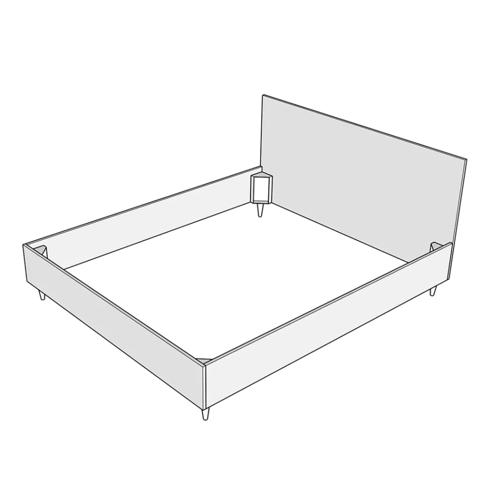 Doppelbett 180x200 cm mit Kopfteil aus Kunstleder, hergestellt in Italien - Pallone Viadurini