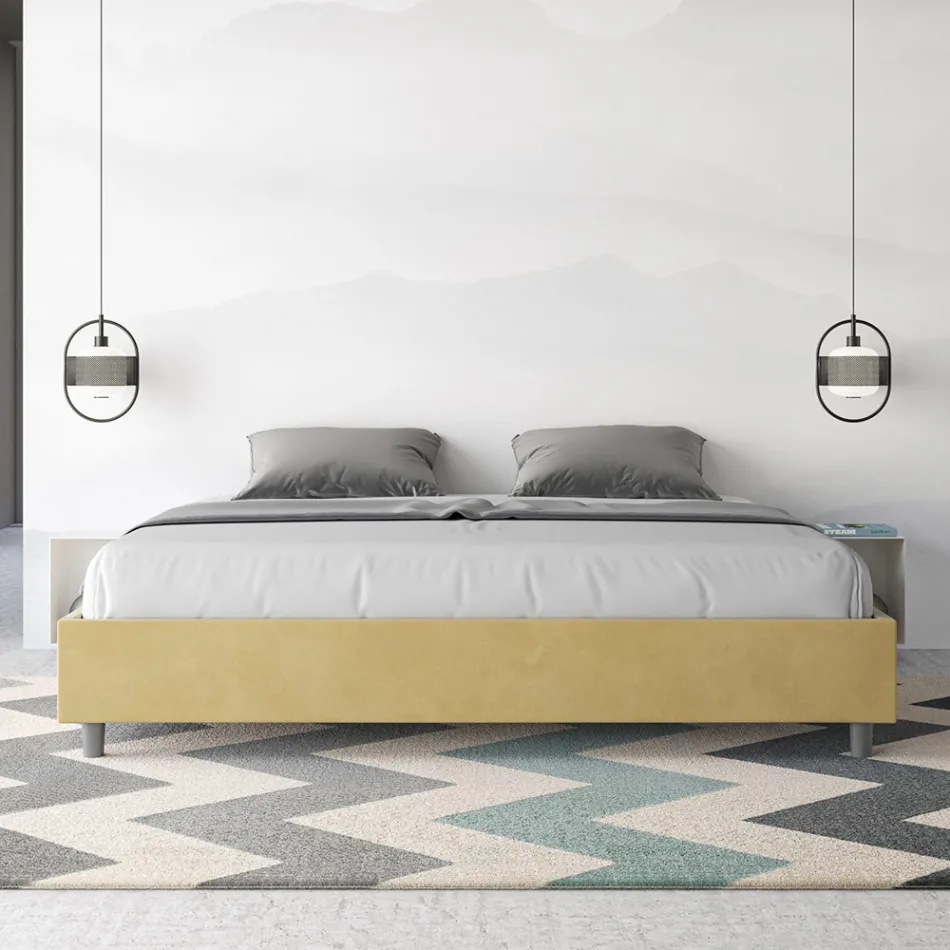 Doppelbett 180 x 200 cm, bezogen mit Mikrofaser, hergestellt in Italien - Athlete Viadurini