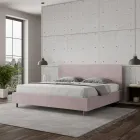 Doppelbett 190x200 cm mit Mikrofaser-Kopfteil, hergestellt in Italien - Pallone Viadurini