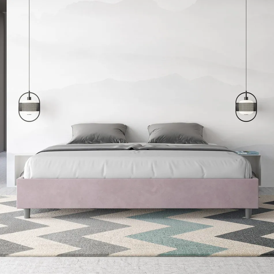 Doppelbett 190 x 200 cm, bezogen mit Mikrofaser, hergestellt in Italien - Athlete Viadurini