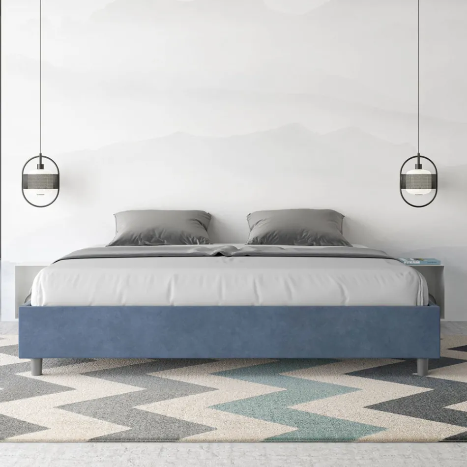 Doppelbett 190 x 200 cm, bezogen mit Mikrofaser, hergestellt in Italien - Athlete Viadurini