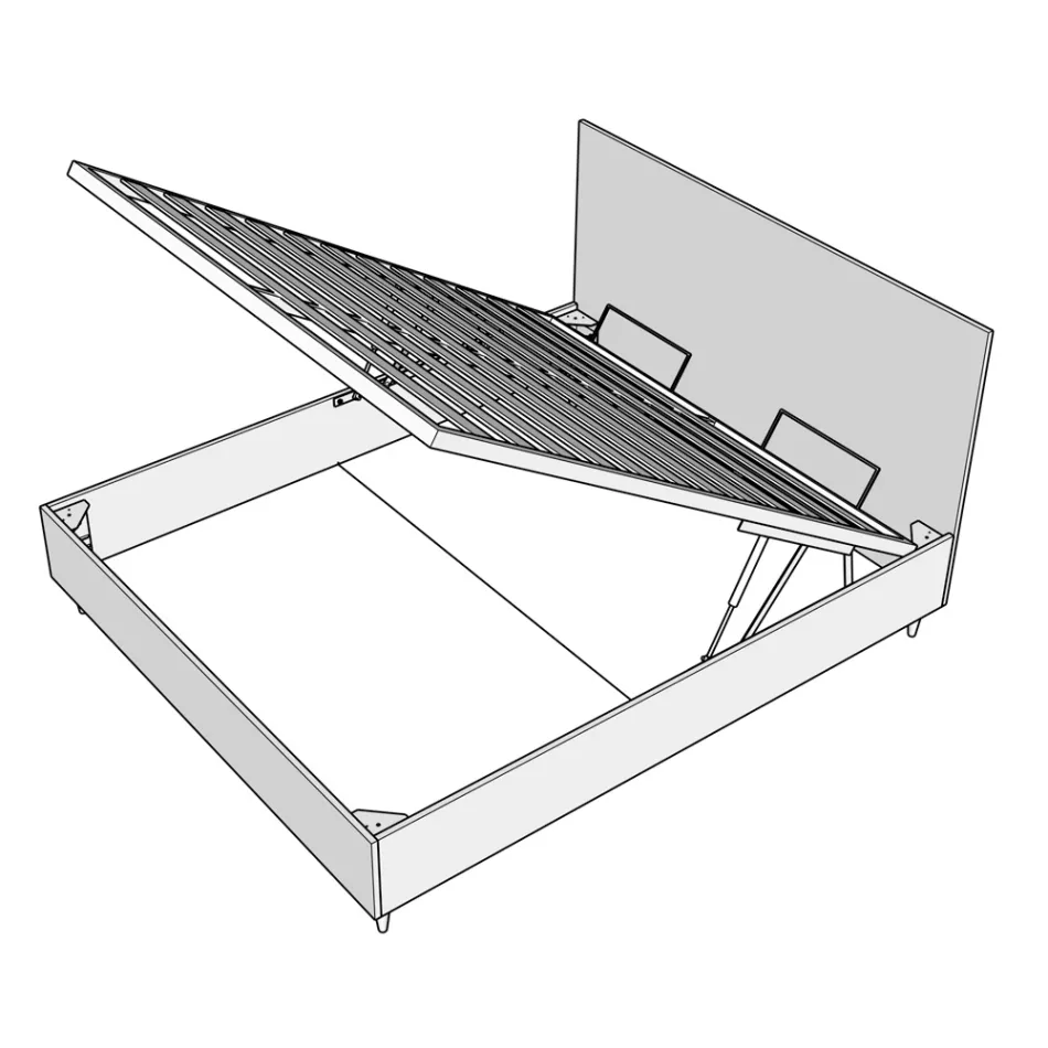 Doppelbett 200x200 cm mit Mikrofaser-Kopfteil, hergestellt in Italien - Pallone Viadurini