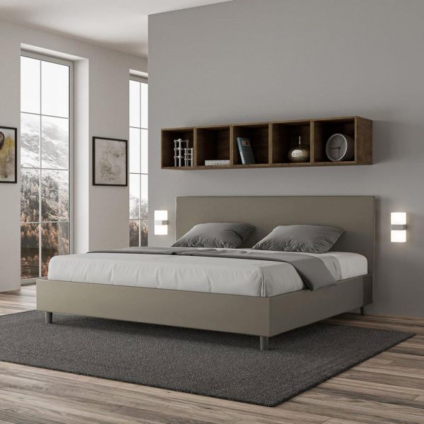Doppelbett 200x200 cm mit kopfteil aus kunstleder, hergestellt in italien - pallone