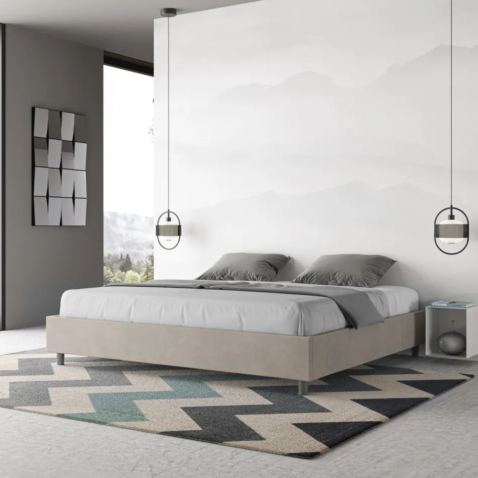 Doppelbett 200x200 cm, bezogen mit Mikrofaser, hergestellt in Italien - Athlete Viadurini