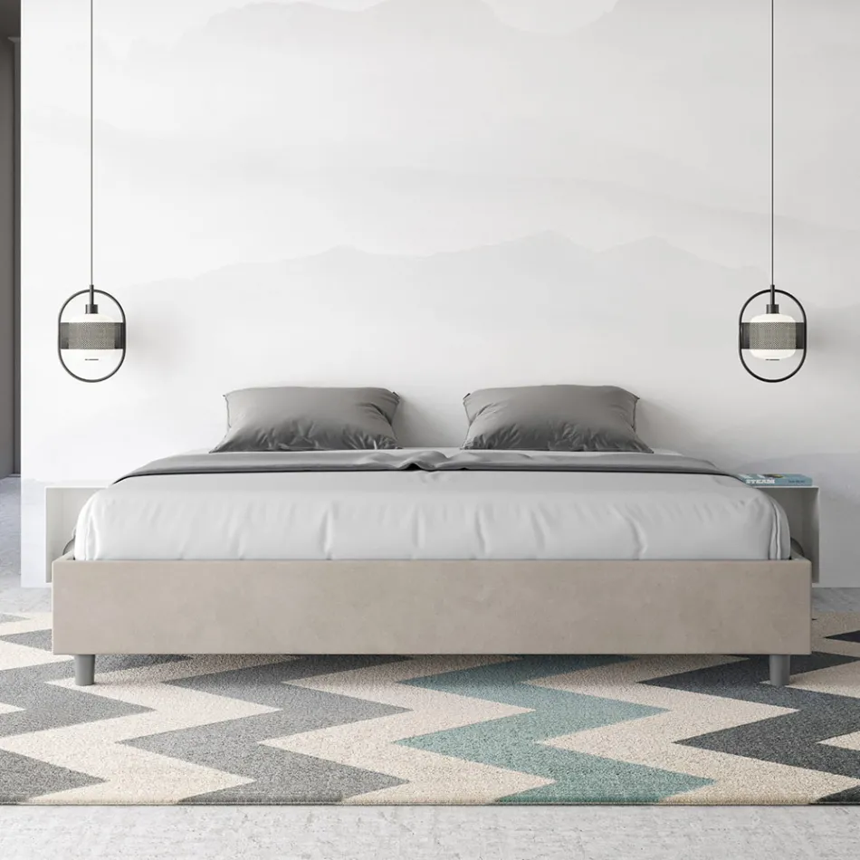 Doppelbett 200x200 cm, bezogen mit Mikrofaser, hergestellt in Italien - Athlete Viadurini