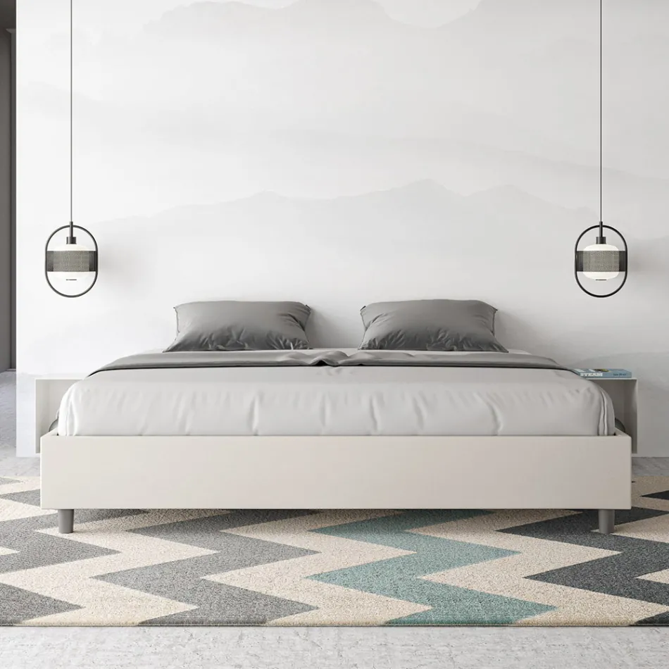 Doppelbett 200x200 cm, bezogen mit Kunstleder, hergestellt in Italien - Athlete Viadurini