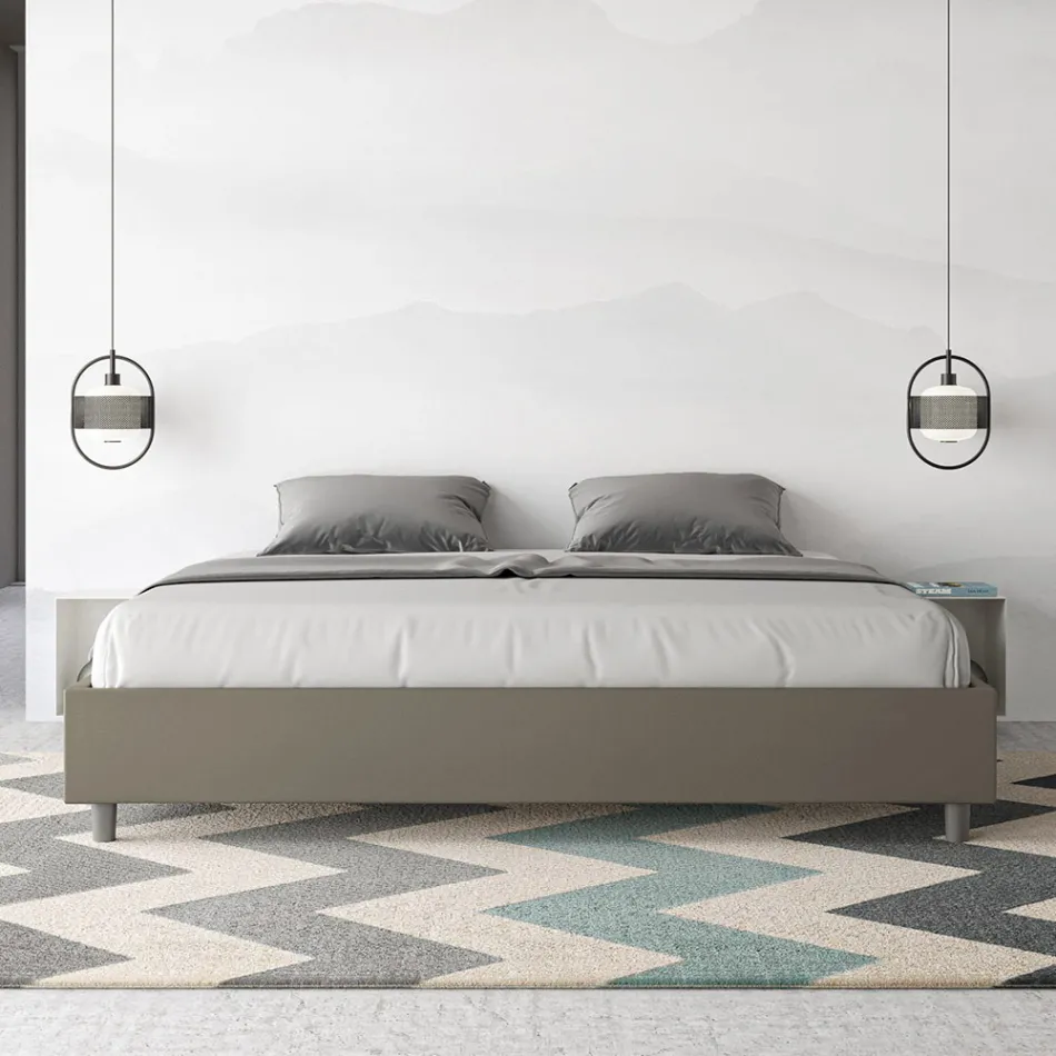 Doppelbett 200x200 cm, bezogen mit Kunstleder, hergestellt in Italien - Athlete Viadurini