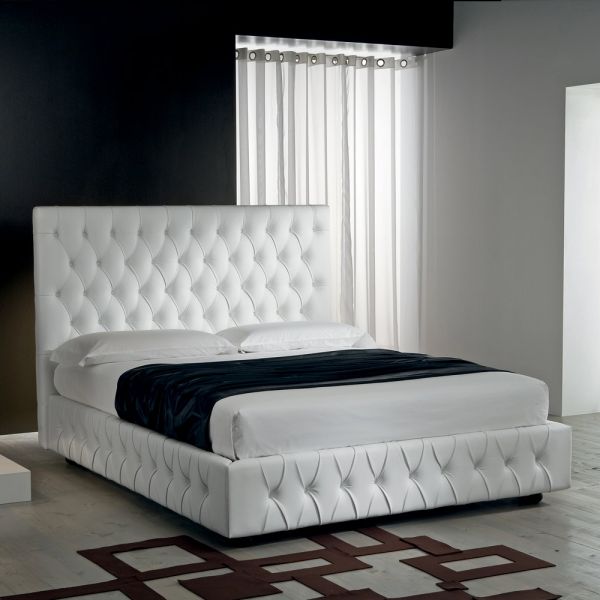 Capitonné-doppelbett mit optionalem stauraum made in italy - sciocco