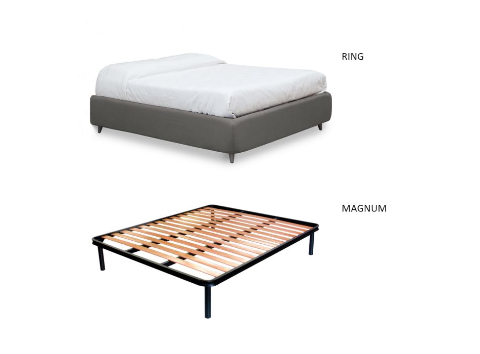 Doppelbett mit optionalem Stauraum, 2 Nachttischen und Matratze – Fiuto Viadurini
