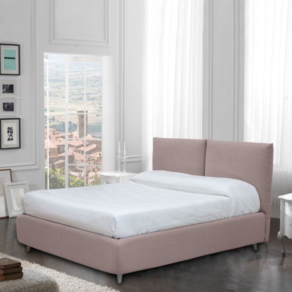 Doppelbett mit optionalem stauraum und füßen, hergestellt in italien – birba