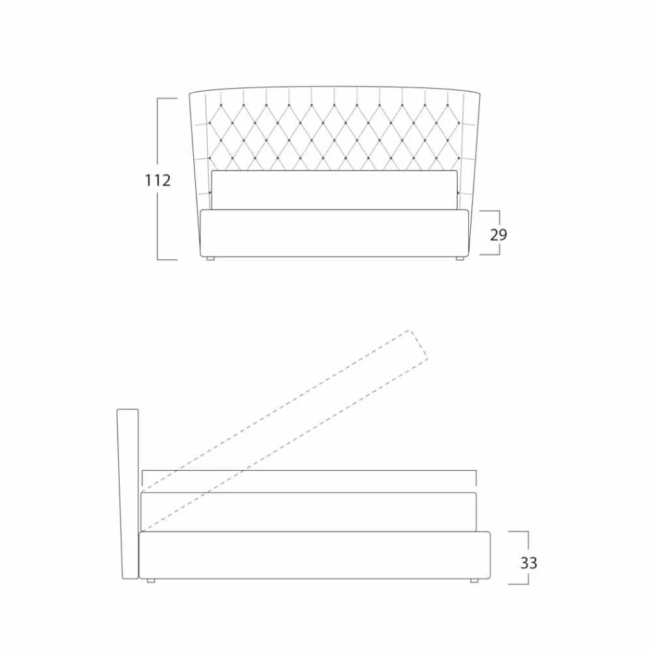 Doppelbett mit Behälter aus Selene Bolzan Stoff Viadurini