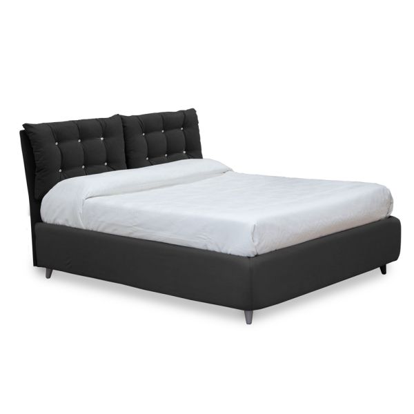 Doppelbett mit gepolstertem kopfteil und gepolsterten füßen, hergestellt in italien – aaron