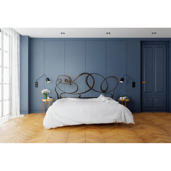 Doppelbett mit kopfteil aus eisenrohr, hergestellt in italien – kenzo