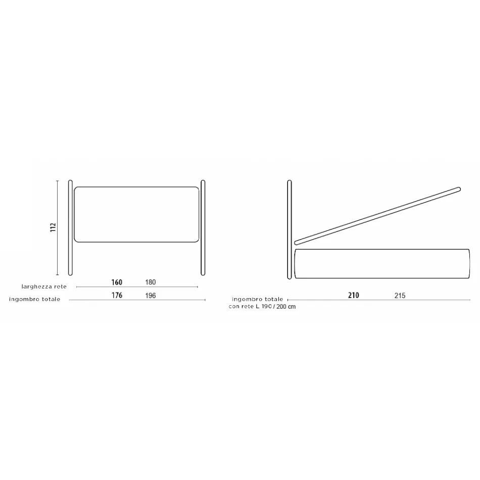 Doppelbett mit Kopfteil aus Öko-Leder oder Stoff, hergestellt in Italien – Buddy Viadurini