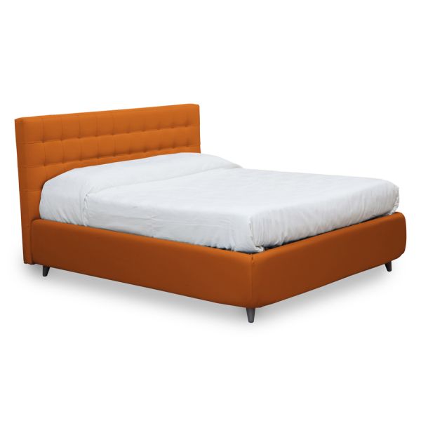 Doppelbett mit kopfteil aus Öko-leder oder stoff, hergestellt in italien – buddy