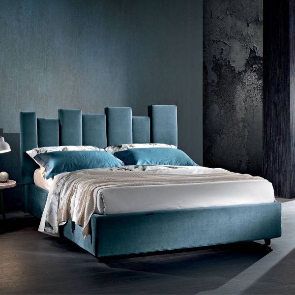 Modernes design doppelbett gepolstert blau oder grau hochwertige - kenzo