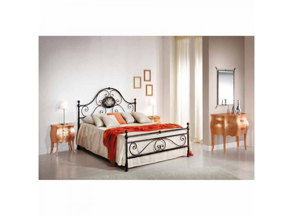 Doppelbett mit schmiedeeisernen Design Handwerk Alexa Viadurini