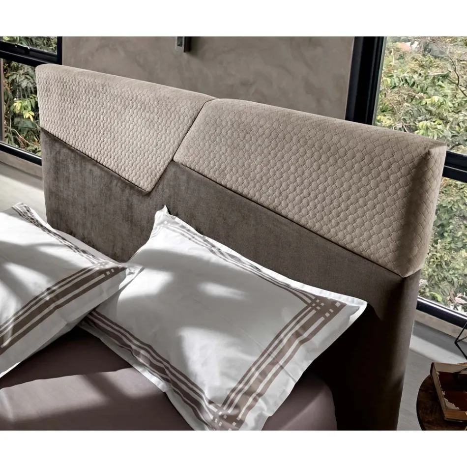 Modernes Design-Doppelbett mit plissiertem oder gestepptem Kopfteil – Alano Viadurini
