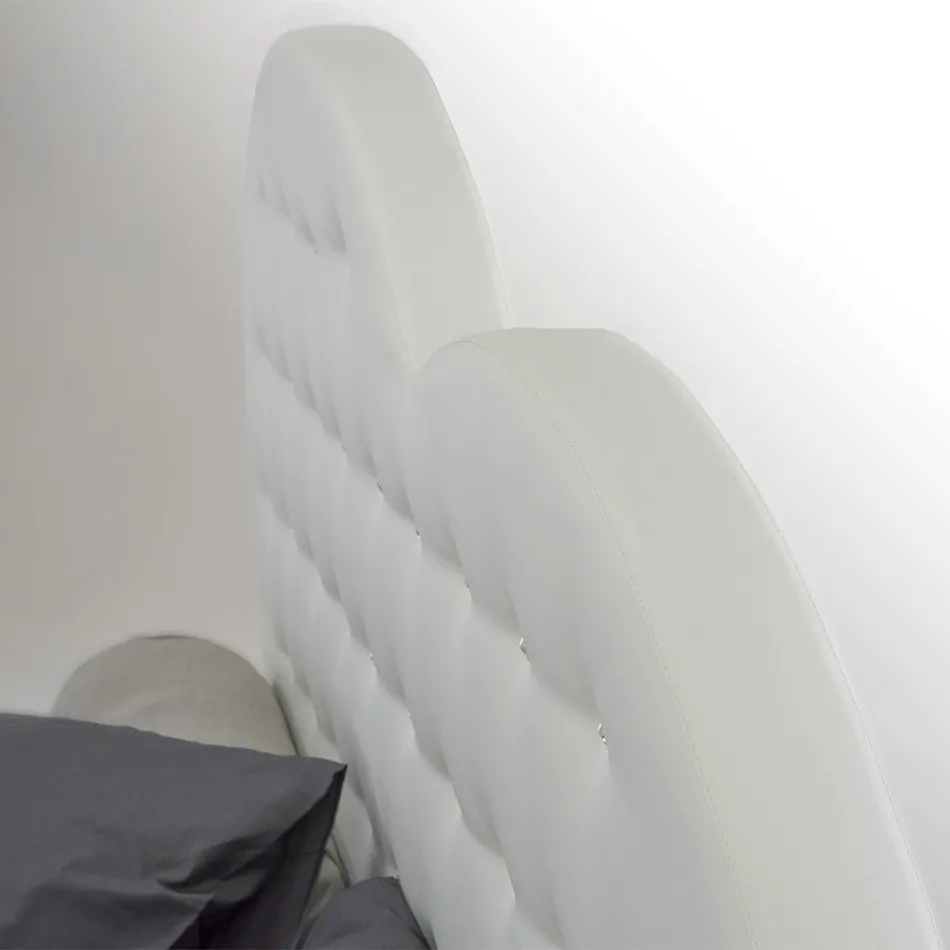 Luxuriöses Doppelbett mit Box und Swarovski, hergestellt in Italien – Little Heart Viadurini