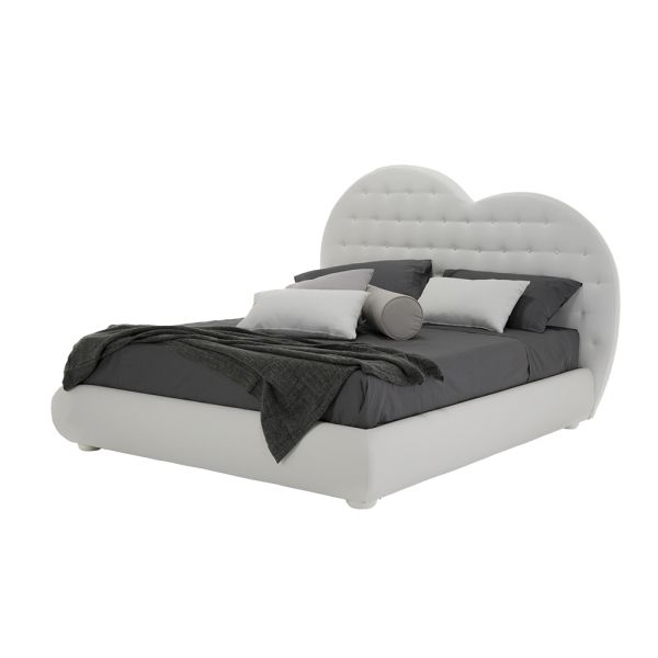 Luxus-doppelbett mit box und swarovski made in italy - herz